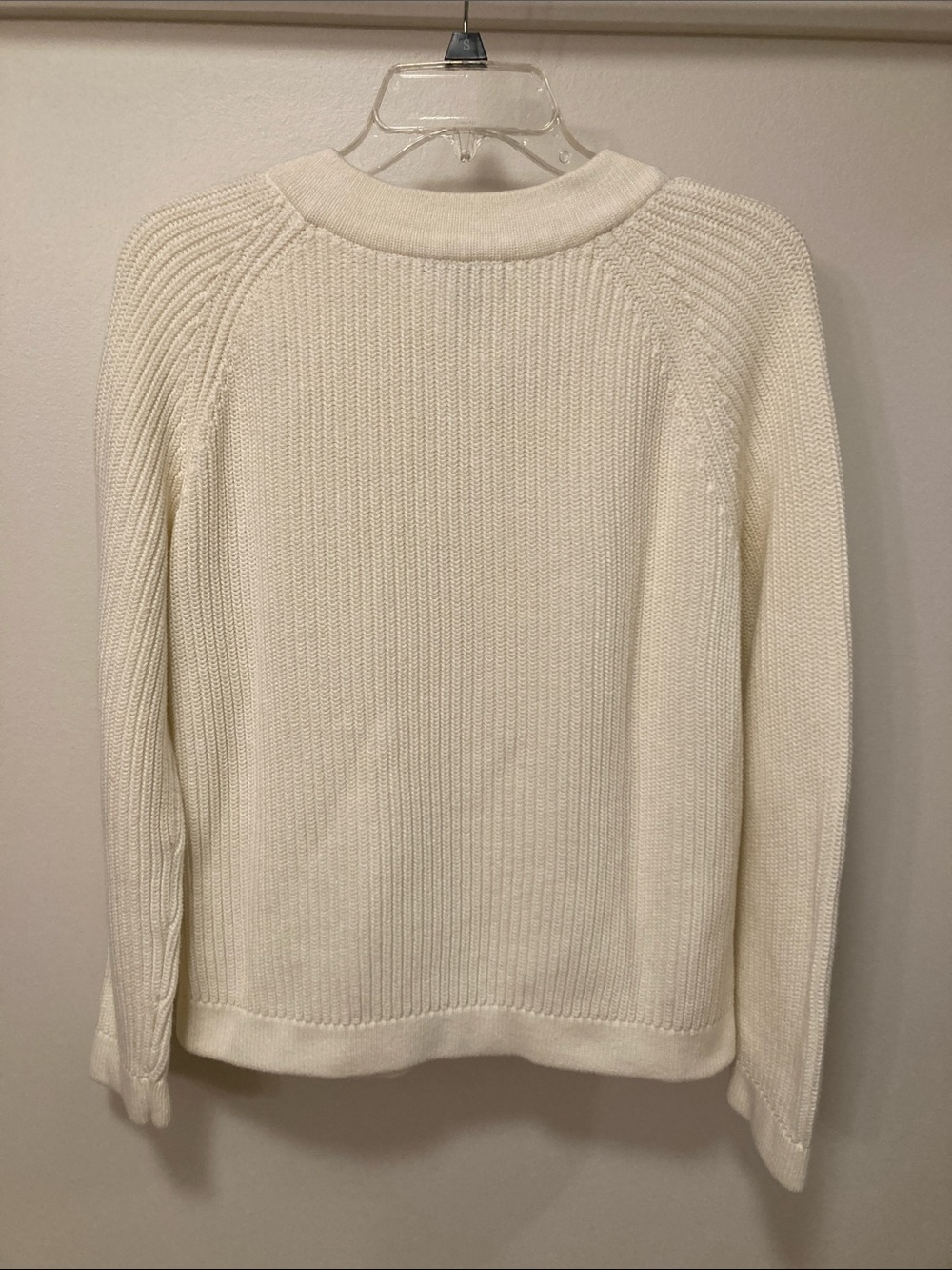 Lands' End Cream Ribbed Button Cardigan - Picture 2 of 4